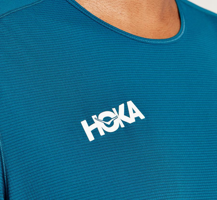 Haut Hoka One One Performance Short Sleeve Homme - Bleu - BXJ-480152